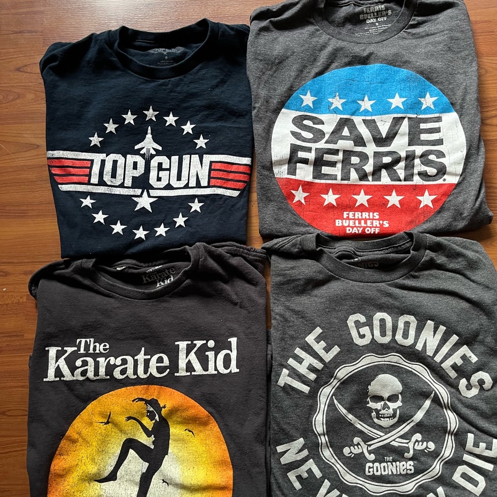 Graphic T-Shirts - Black, Gray, Blue. 80’s movies. Selling all together